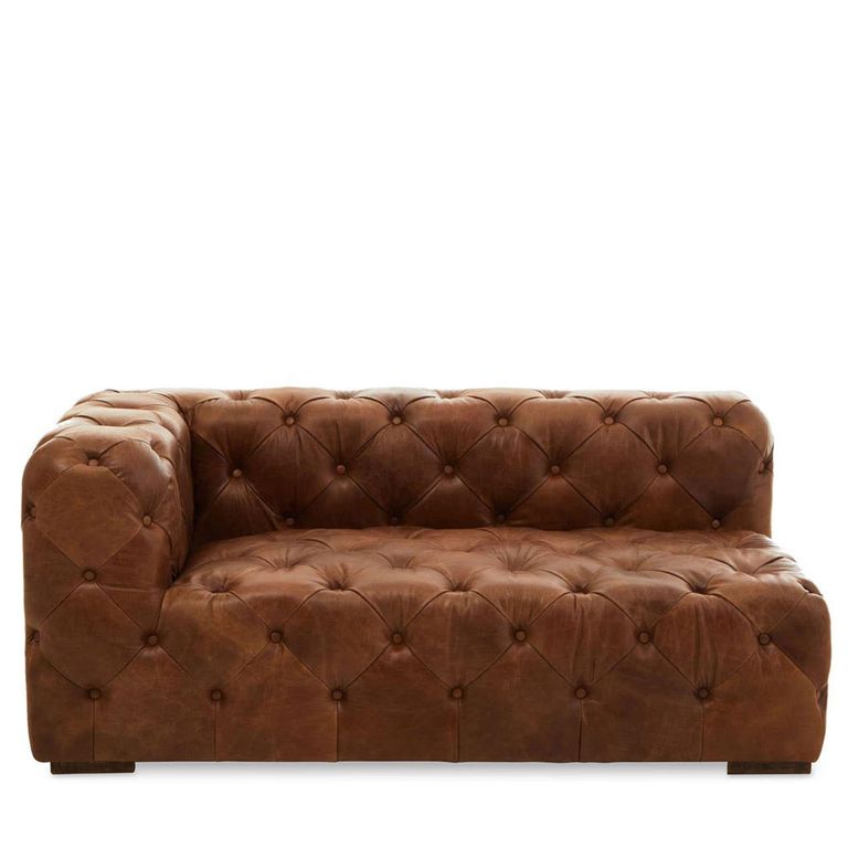 Hoxton Corner Sofa - Vintage Brown Tufted Leather - 2 Seater - RHF
