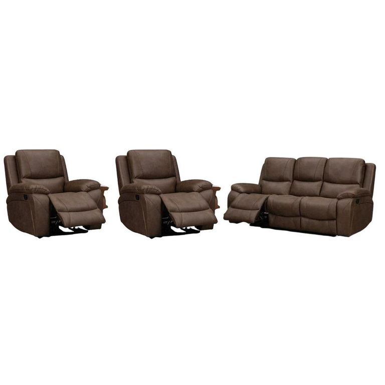Isobella Manual Recliner Sofa Set - Chocolate Fabric - 3+1+1 Seater