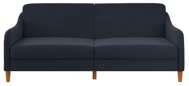 Jack Navy Blue Linen Fabric 2 Seater Sprung Sofa Bed - Linen - 2148629UK