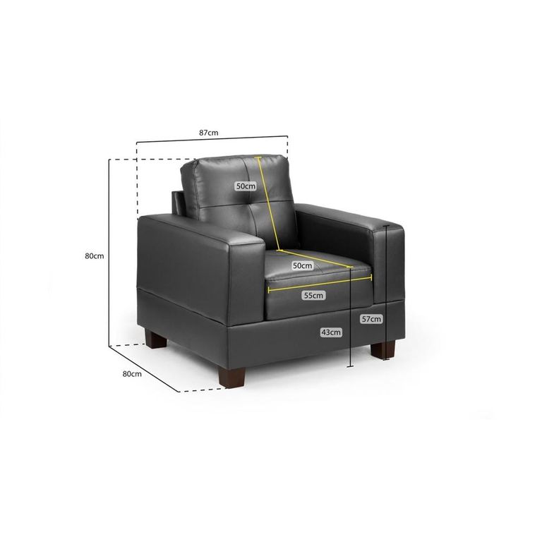 Jerry Armchair - Black - Faux Leather