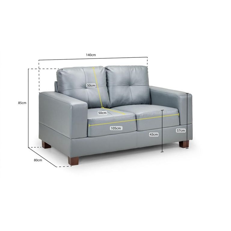 Jerry Sofa - Grey Fabric - 2 Seater