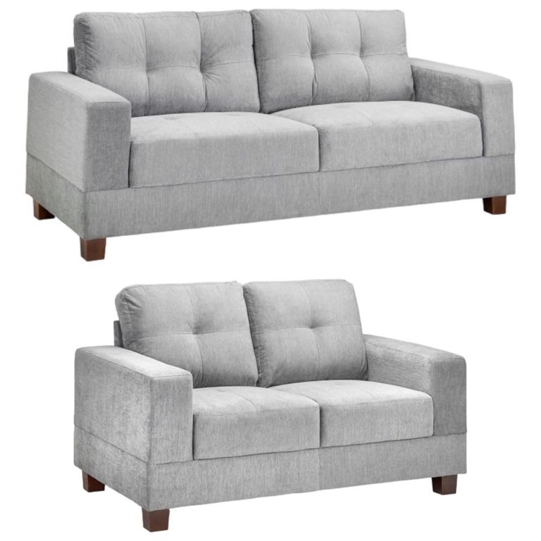 Jerry Sofa Set - Grey Fabric - 3+2 Seater
