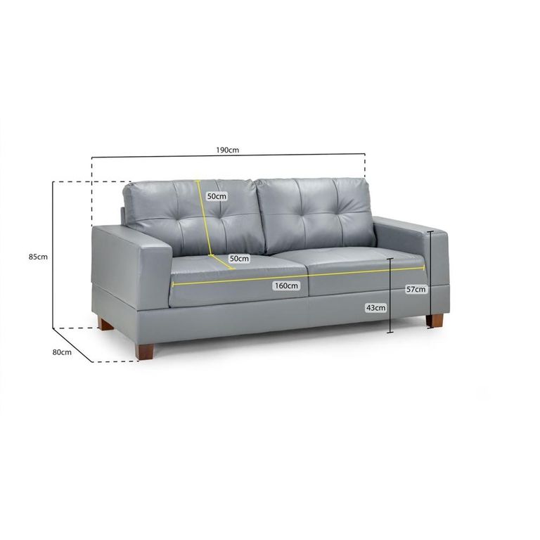 Jerry Sofa - Grey Fabric - 3 Seater