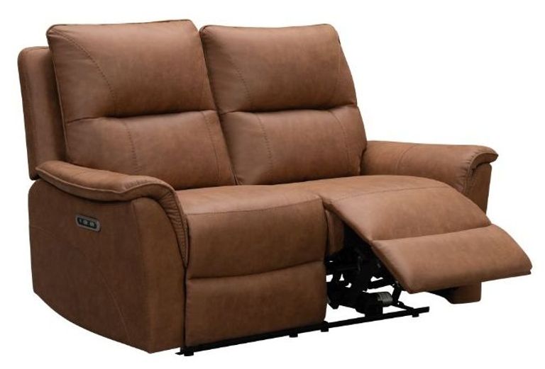 Kansas Power Recliner Sofa - Tan Brown Faux Leather - 2 Seater