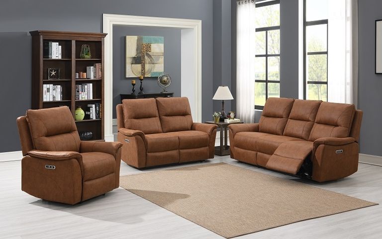 Kansas Sofa - Tan Brown Faux Leather - 3 Seater