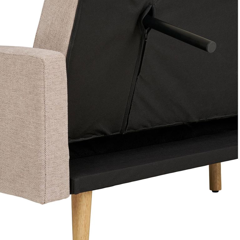 Kells Click Clack Sofa Bed - Sand Fabric - Natural Legs