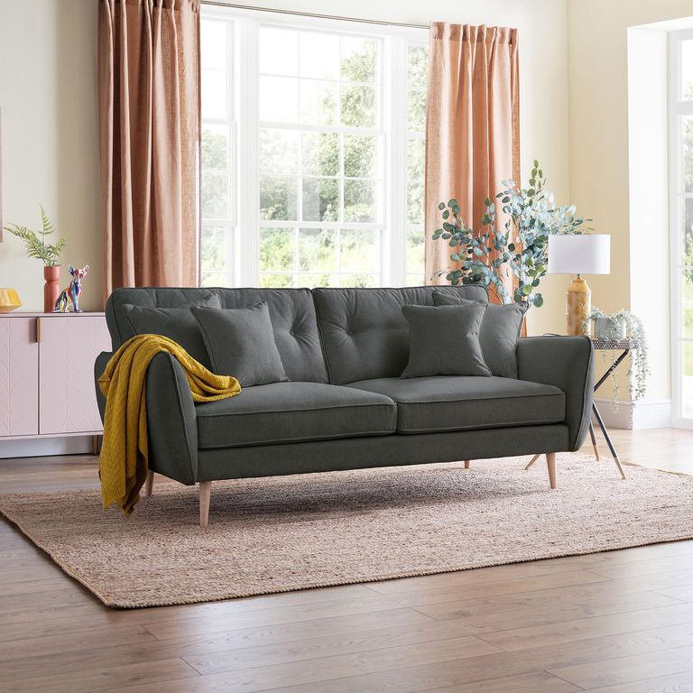Kendal Charcoal Fabric 3 Seater Sofa
