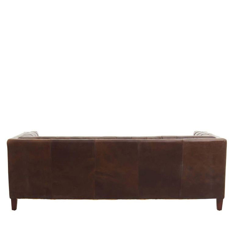 King Sofa - 3 Seater - Dark Brown Leather with Tufted Back