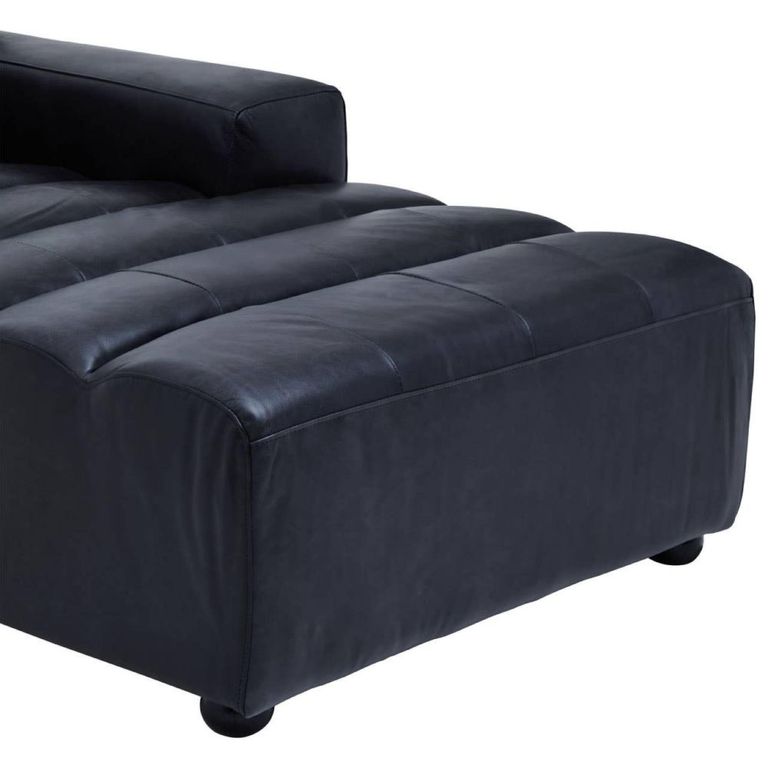 King Chaise - Distressed Slate Grey Leather - Modular - LHF