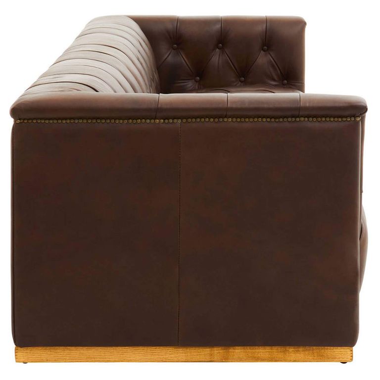 King Sofa - 3 Seater - Brown Tufted Leather - Mexico