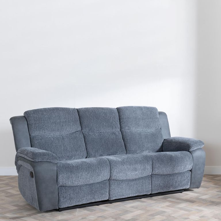 Legend Grey Fabric 3 Seater Recliner Sofa