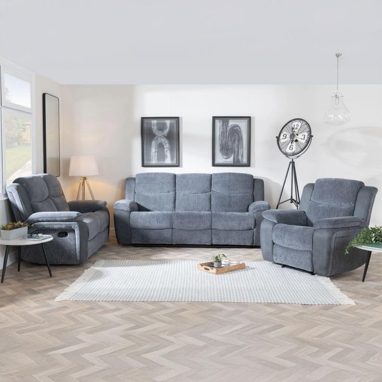 Legend Grey Fabric Recliner Sofa Set