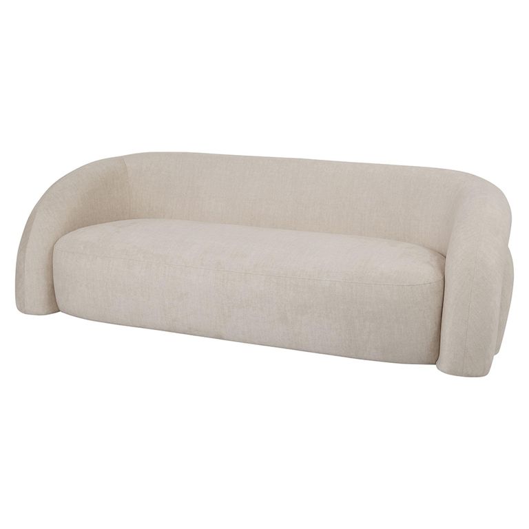 Casa Sofa - Cream Velvet Fabric - Curved - 2 Seater