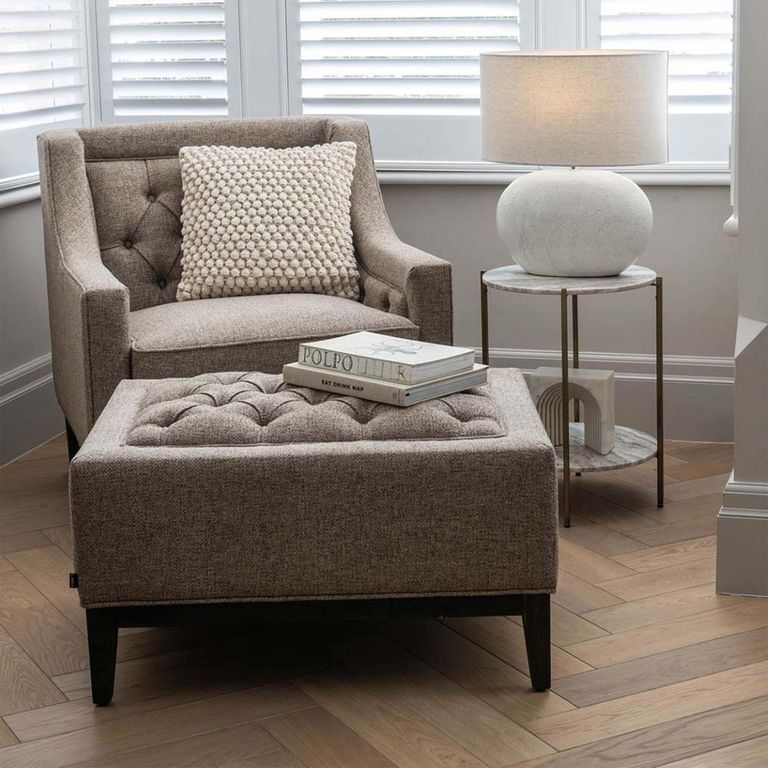 Theodore Armchair - Dark Taupe - Buttoned