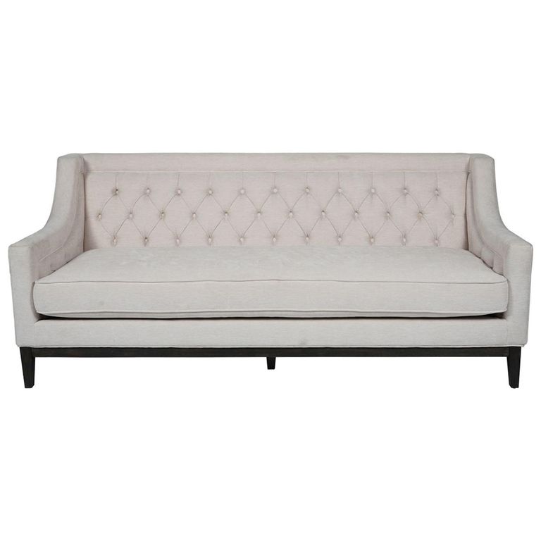 Theodore Sofa - Ivory Fabric - Buttoned - 3 Seater