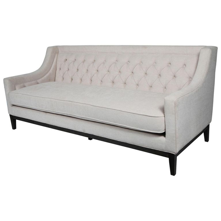 Theodore Sofa - Ivory Fabric - Buttoned - 3 Seater
