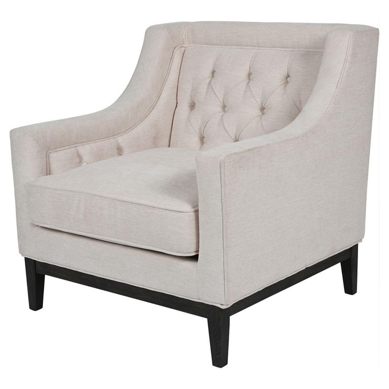 Theodore Armchair - Ivory Fabric - Buttoned