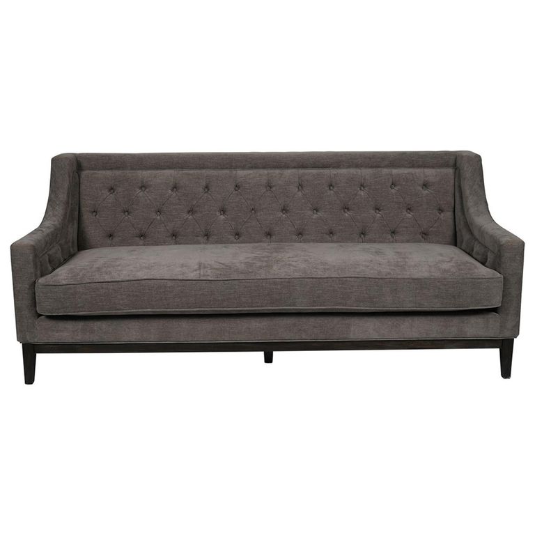 Theodore Sofa - Warm Grey Fabric - Buttoned - 3 Seater
