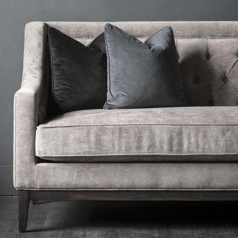 Theodore Sofa - Warm Grey Fabric - Buttoned - 3 Seater