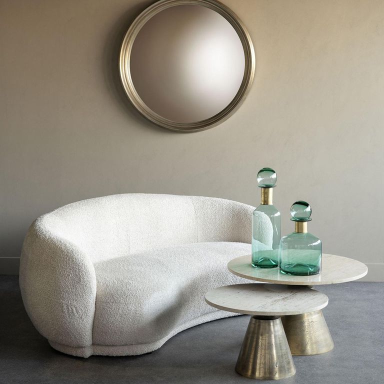 Waverley Sofa - Cream Boucle Fabric - Curved - 2 Seater