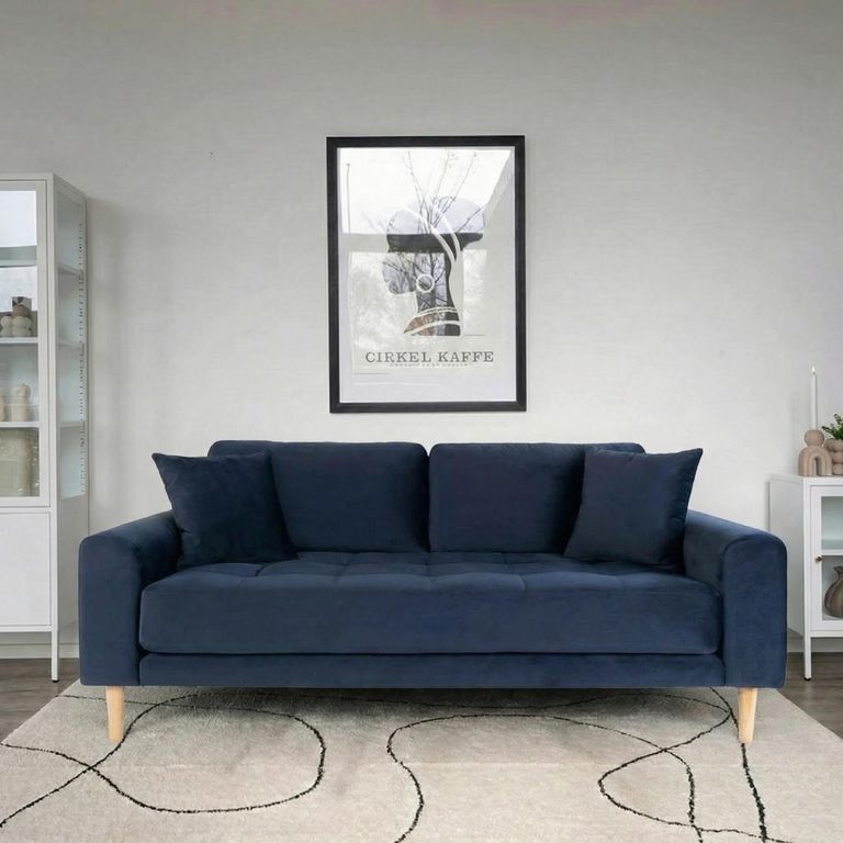 Lido Sofa - 2.5 Seater - Blue - Velvet Fabric
