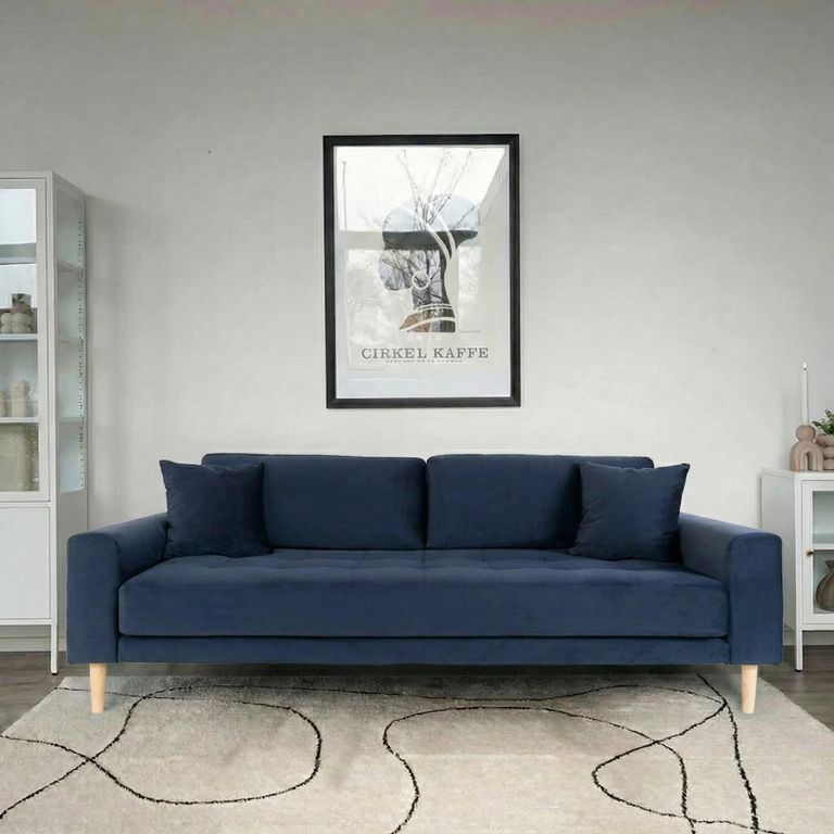 Lido Sofa - 3 Seater - Blue - Velvet Fabric