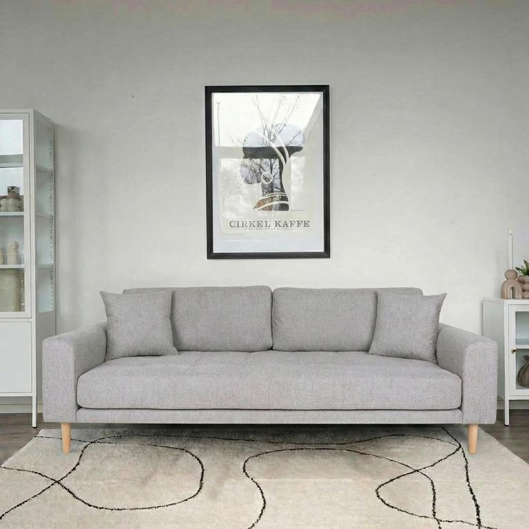 Lido Sofa - 3 Seater - Light Grey - Fabric
