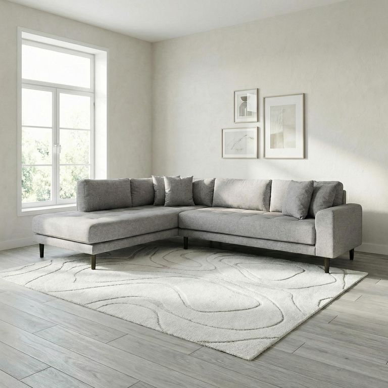 Lido Corner Sofa - Open End - Light Grey - Fabric - Natural Legs - LHF