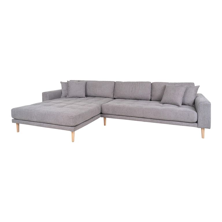 Lido Lounge Sofa - Light Grey - Fabric - Natural Legs - LHF