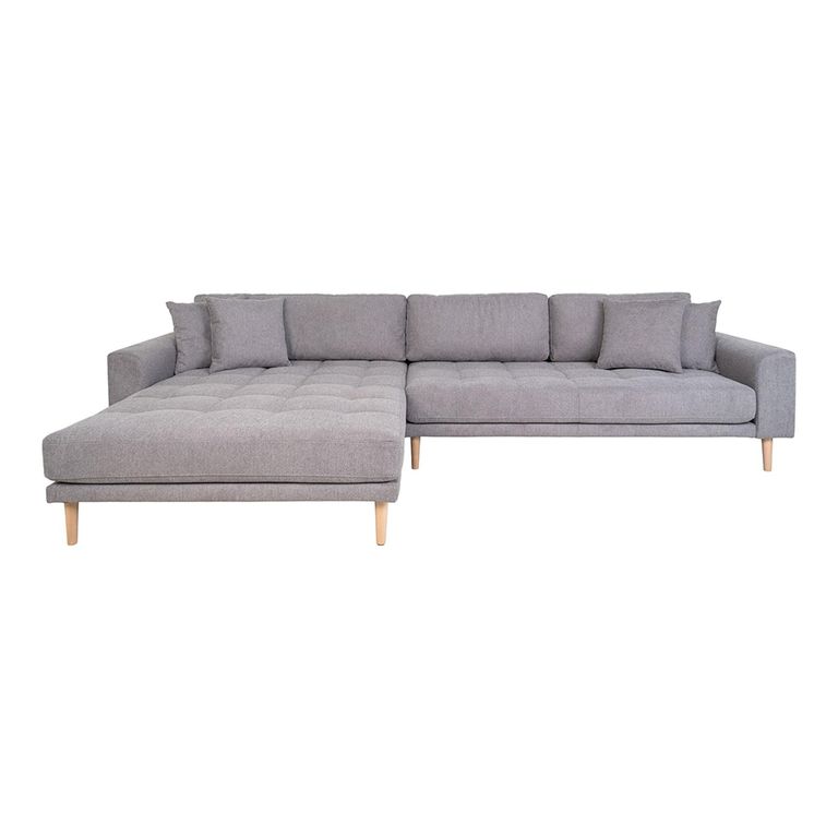 Lido Lounge Sofa - Light Grey - Fabric - Natural Legs - LHF
