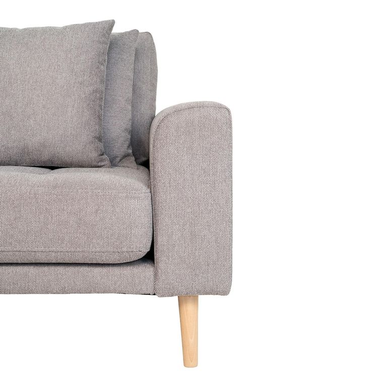 Lido Lounge Sofa - Light Grey - Fabric - Natural Legs - LHF