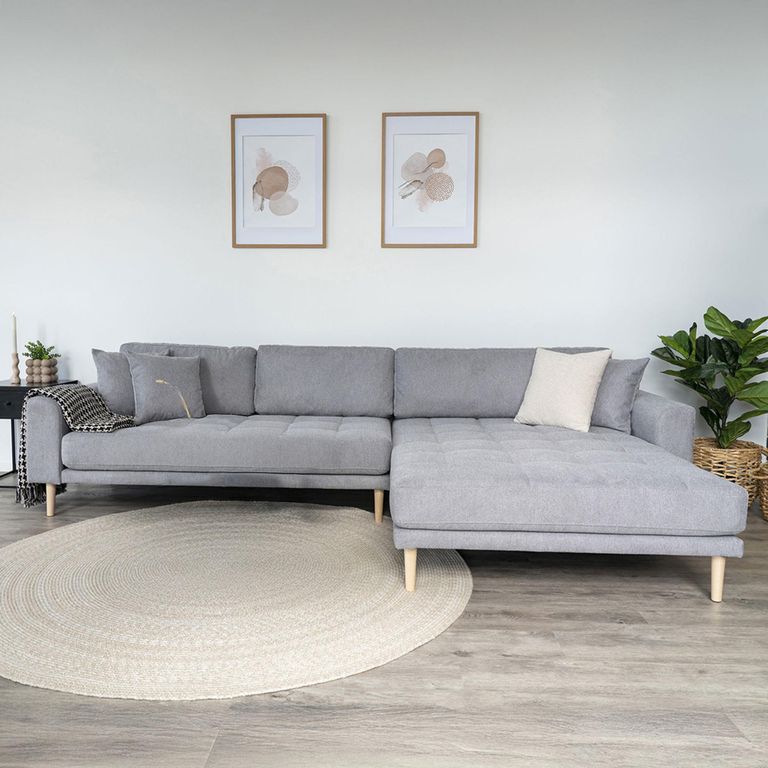 Lido Lounge Sofa - Light Grey - Fabric - Natural Legs - RHF