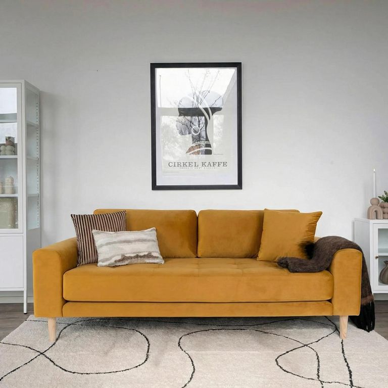 Lido Sofa - 2.5 Seater - Mustard - Fabric