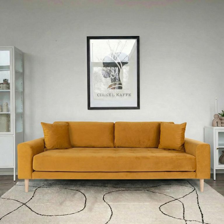 Lido Sofa - 3 Seater - Mustard - Fabric