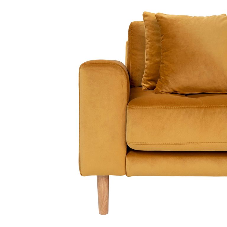 Lido Lounge Sofa - Mustard - Fabric - Natural Legs - RHF