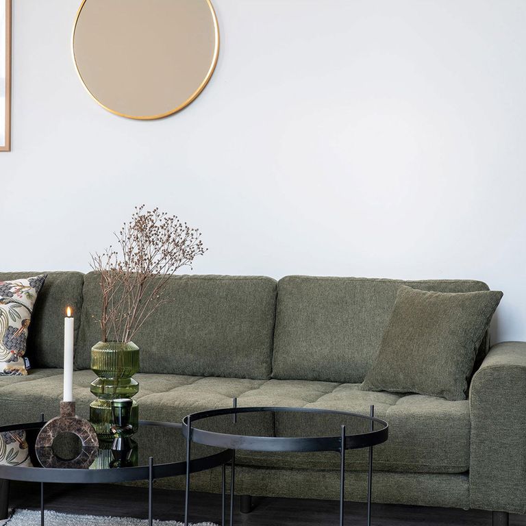 Lido Lounge Sofa - Stone - Fabric - Black Legs - RHF