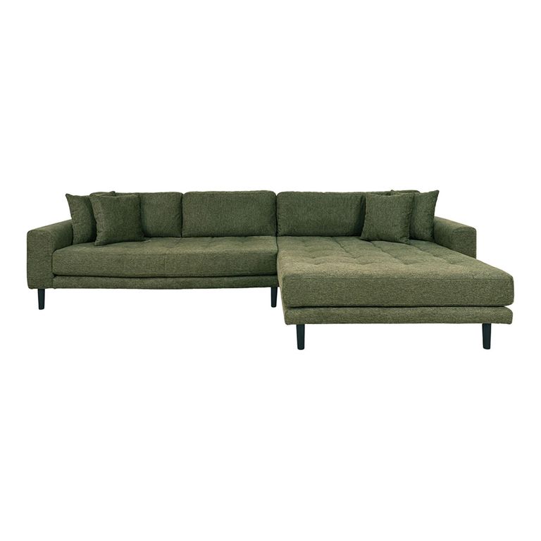 Lido Lounge Sofa - Olive Green - Fabric - Black Legs - RHF