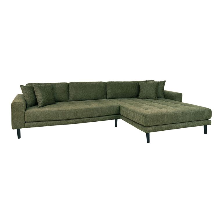 Lido Lounge Sofa - Olive Green - Fabric - Black Legs - RHF