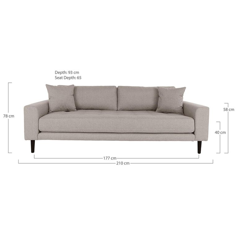 Lido Sofa - 3 Seater - Stone - Fabric
