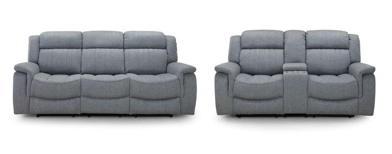 Linden Recliner Sofa Set - Grey Fabric - 3+2 Seater