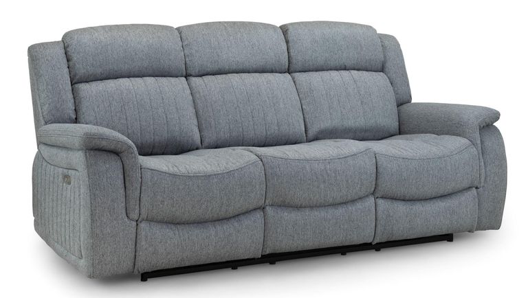 Linden Recliner Sofa - Grey Fabric - 3 Seater