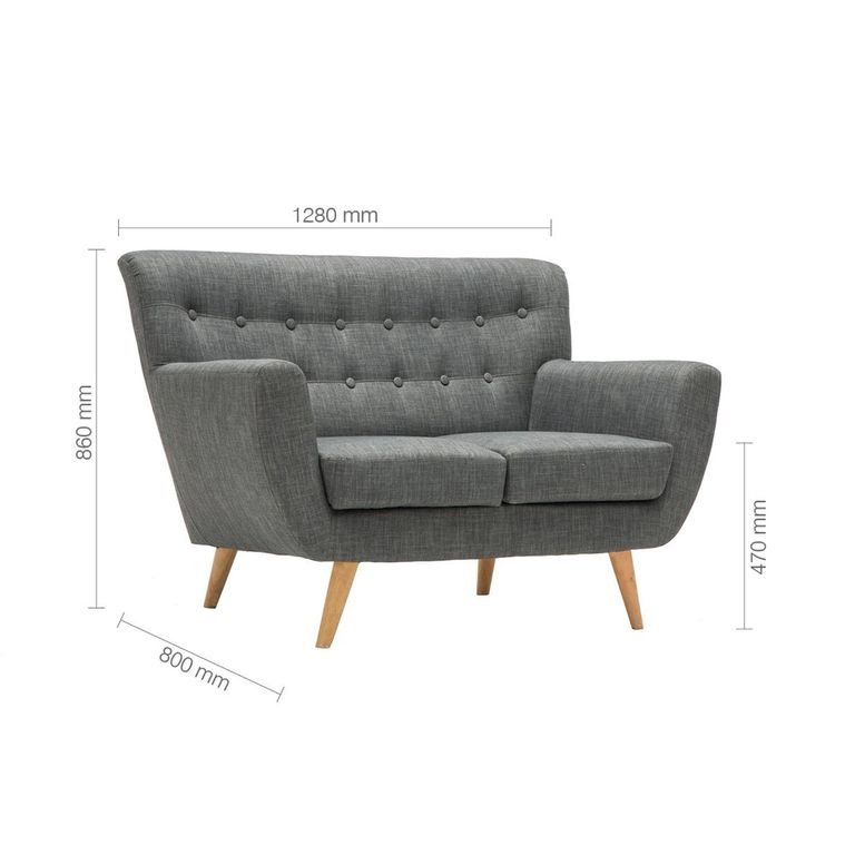 Loft 2 Seater Sofa - Grey Fabric