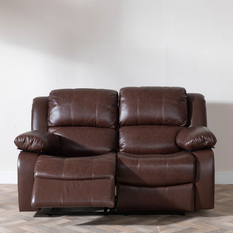 London Brown Leather 2 Seater Recliner Sofa