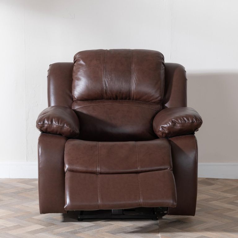London Brown Leather Recliner Armchair