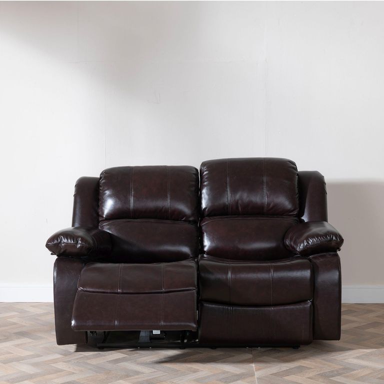 London Burgundy Leather 2 Seater Recliner Sofa