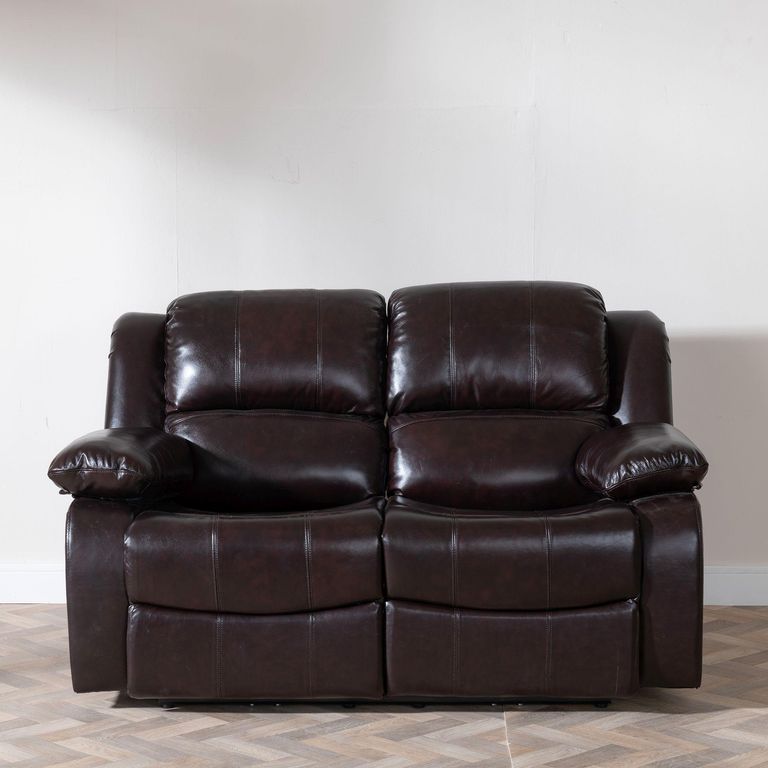 London Burgundy Leather 2 Seater Recliner Sofa