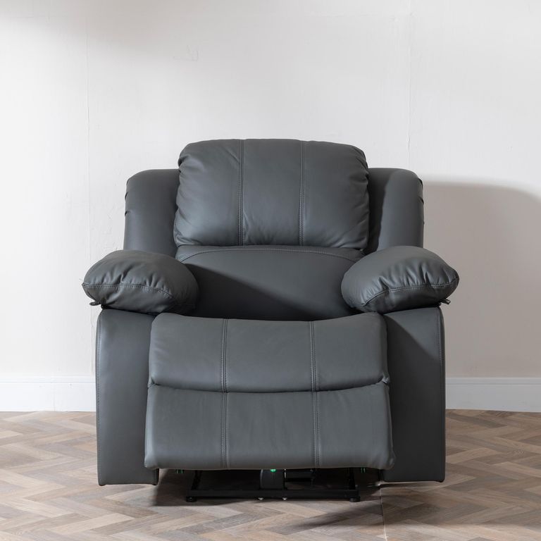 London Grey Leather Recliner Armchair