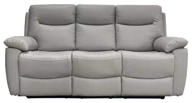 Lucia Recliner Sofa - Pearl Grey Leather - 3 Seater
