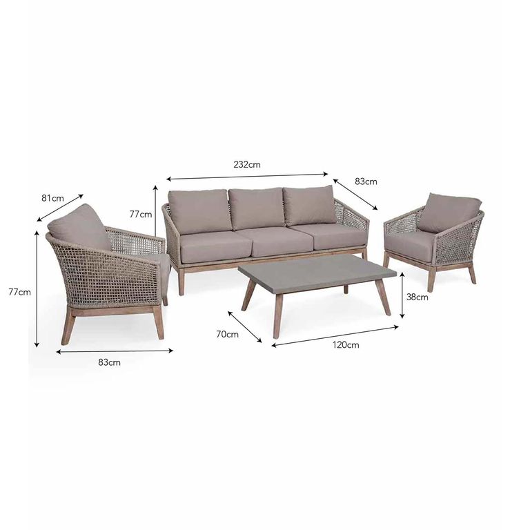 Lynton Outdoor 3 Seater Sofa Set