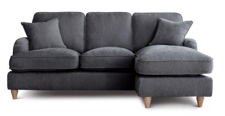 Manhattan Charcoal Fabric Chaise Corner Sofa - RHF